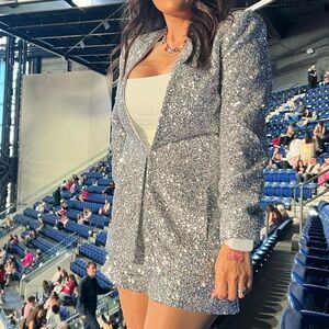 Zara sequin silver jacket